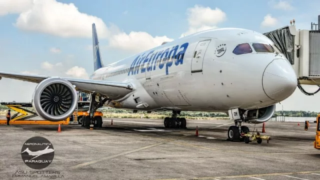 La espera se acabó, Air Europa debutó en Asunción con su moderno 787