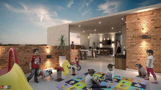 El espacio para los chicos en la terraza.